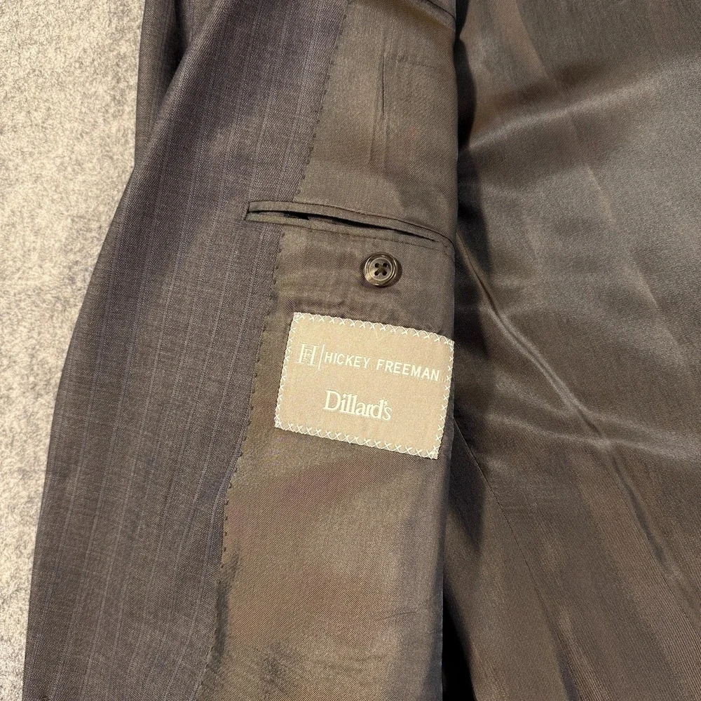 Hickey Freeman Blazer Mens 42 L Gray Pinstripe Tasmanian Super 150‎ Loro Piana